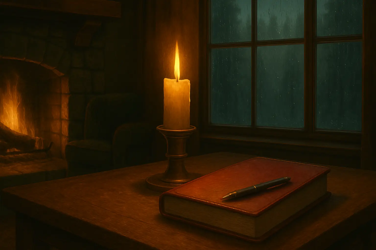 A softly lit book for The Poetry Vessel