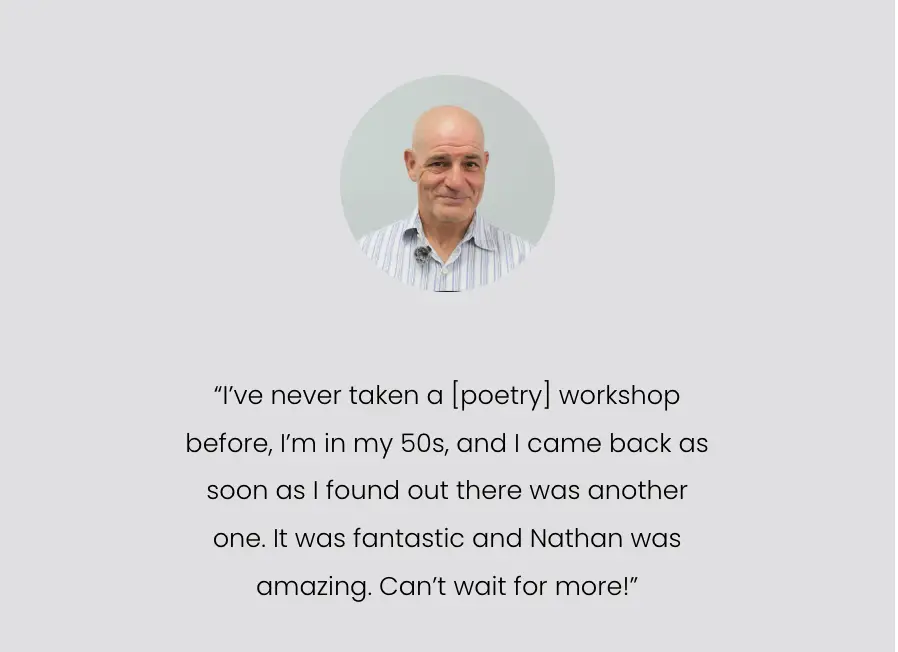 Robert Roman, Producer at Sony Entertainment reviews Nathan Hassall's poetry workshop