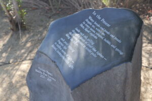 1-ton poetry stone of "In The Present" written by Malibu Poet Laureate Emeritus, Nathan Hassall.